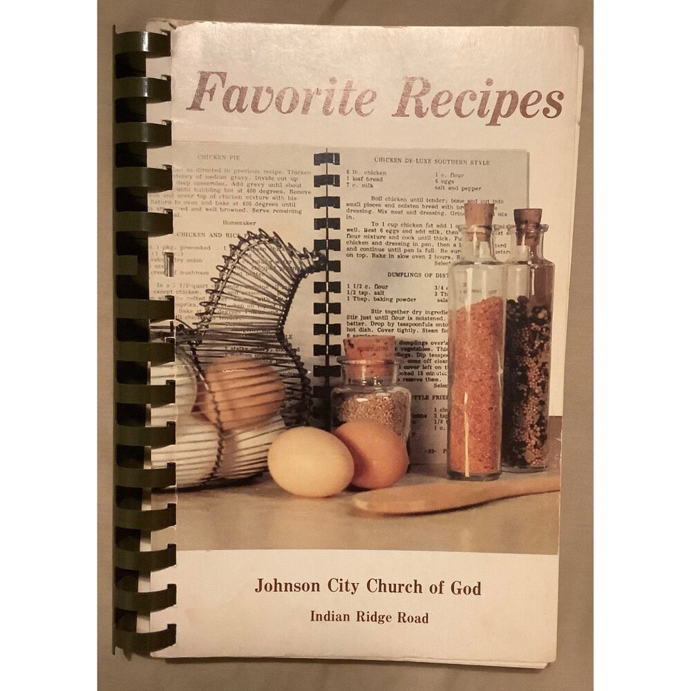 Johnson City TN Church Of God  Spiral-Bound Cookbook "Favorite Recipes" Vintage